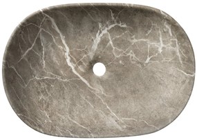 Sapho Rondane keramische waskom 60x42cm bruin marmer
