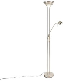 Vloerlamp staal met leeslamp incl. LED dimbaar in Kelvin - Diva