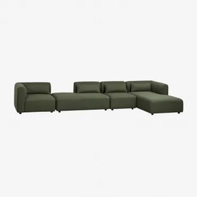 Rechtse Modulaire 4-delige Chaise Longue Bank Met Divan Fogler Teddystof Saliegroen - Sklum