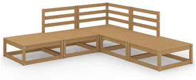 vidaXL 5-delige Loungeset massief grenenhout honingbruin