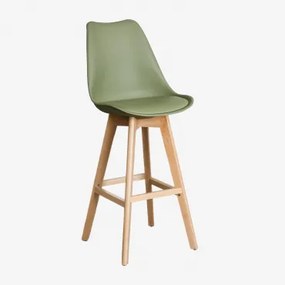 Hoge Kruk Met Kunstleren Kussen Nordic Leger Groen – Koel & ↑76 Cm - Sklum