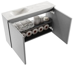 Mondiaz Ture DLux toiletmeubel 80cm plata met wastafel ostra links met kraangat