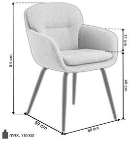 GEORGIA Beige Latte (stof Monza 60) - MODERNE GESTOFFEERDE DRAAISTOEL VOOR WOONKAMER/EETKAMER/LOFT KANTOOR