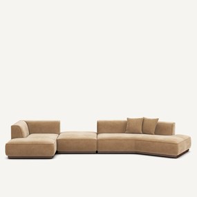 Open bank met hoek links met voetensteun in stonewashed fluweel, JACOPO