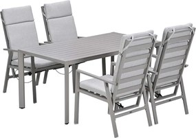 Garden Impressions Kasper tuinset 5-delig - tuintafel 160x84 cm taupe