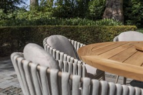 Taste by 4 Seasons Eva tuinset latte met teak Prado tafel Ø 160 cm en Lazy Susan Tuinset   beige weerbestendig