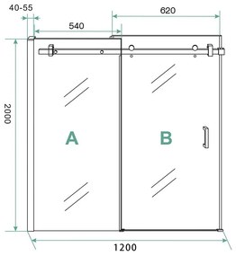 Saniclear Supreme 110-120cm schuif douchedeur zwart