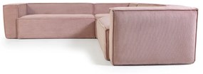 Kave Home Blok Roze Hoekbank Ribstof 290 X 290 Cm