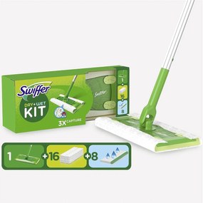 Swiffer Floor Mop Starter Set +24 Doekjes– Vloerreiniger – Droog&amp;nat gebruik– Huisdierhaarproof – 360° draaikop