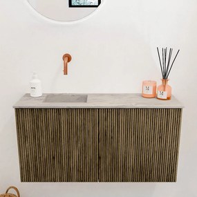 Mondiaz Joya DLux 80cm toiletmeubel dusk met wastafel faye links zonder kraangat glace