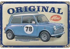 Metalen bord Mini Cooper - The British Classic, (20 x 30 cm)