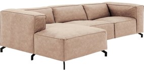 Goossens Bank Calvin beige, micro leer, 3-zits, modern design