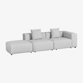 Bruna Modulaire Hoekbank Met Hoge Armleuning En Poef ↔︎285 Cm Stof Gris Glacial - Sklum