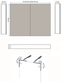 Spiegelkast Qlassics 80 cm. 2 dubbelzijdige spiegeldeuren schots-eiken