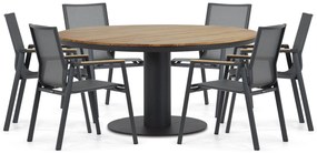 Tuinset Ronde Tuintafel 6 personen 160 cm Aluminium/textileen Grijs Lifestyle Garden Furniture Fiora/Salerno