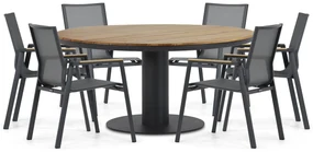 Tuinset Ronde Tuintafel 6 personen 160 cm Aluminium/textileen Grijs Lifestyle Garden Furniture Fiora/Salerno