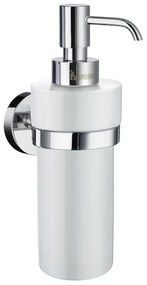 Smedbo Home Zeepdispenser - 6.2x18x8.4cm - zelfklevend / boren - Massief messing Chroom/Porcelein HK369P
