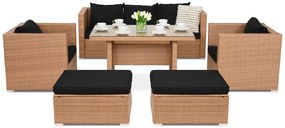 Tuinmeubelen van technorattan Roma Apetito 5 + 2 poefs Garden Point honing