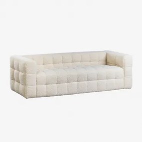 Harriet 3-zits Schapenvachtbank Chenille Crème Beige - Sklum