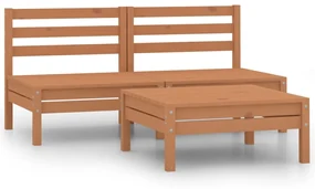vidaXL 3-delige Loungeset massief grenenhout honingbruin