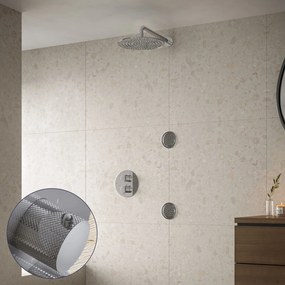 Saniclear Talpa Curved inbouw regendouche 20cm met ronde massagejets en muurarm chroom