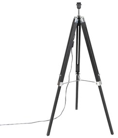 Landelijke vloerlamp zwart zonder kap - Tripod