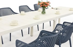 King Double/Aria tuinmeubelset wit en blauw voor 8 personen Bica