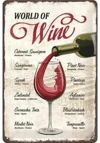 Metalen bord World of Wine
