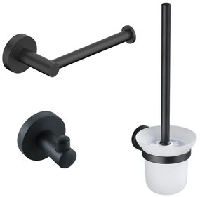 Fortifura Calvi Toiletset - toiletborstelhouder - open - handdoekhaak - toiletrolhouder - zonder klep - mat zwart SW639932/SW639936/SW639935