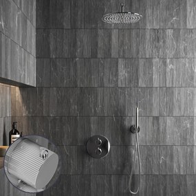 Saniclear Talpa Stripes inbouw regendouche rond met 20cm hoofddouche en muurarm chroom