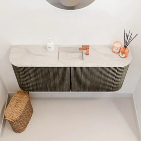 Mondiaz Joya DLux 105cm toiletmeubel ronding links/rechts shadow met wastafel faye midden 1 kraangat ostra