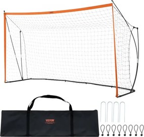 VEVOR Draagbaar voetbaldoelnet 3,66 x 1,83 m voor de tuin, oefenvoetbalnet, trainingsdoelset met stalen en glasvezelconstructie, all-weather voetbaldoelen met draagtas, oranje