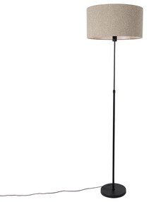 Vloerlamp zwart verstelbaar met boucle kap taupe 50 cm - Parte Design E27 rond Binnenverlichting Lamp