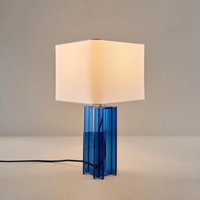 Tafellamp van gekleurd glas en linnen, BIMO