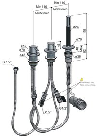 Hotbath Cobber badrandcombinatie zonder uitloop CB075 geborsteld messing PVD