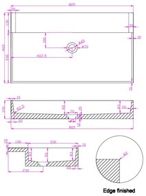 Saniclear Portoro Gold marmer wastafel 80x46cm zonder kraangat