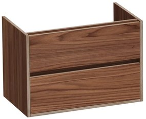 BRAUER Nexxt Wastafelonderkast - 80x46x55cm - 2 greeploze softclose lades - 1 sifonuitsparing - hout - natural walnut OK-WWN80NWA