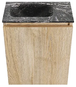 Mondiaz Ture DLux toiletmeubel 40cm washed oak met wastafel lava links zonder kraangat