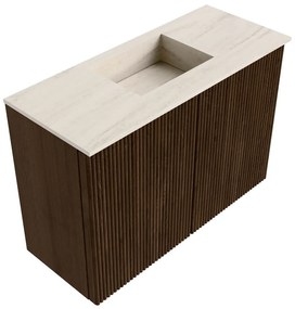 Mondiaz Joya DLux 60cm toiletmeubel walnut met wastafel faye midden 1 kraangat meli