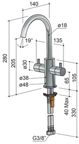 Hotbath Laddy Wastafelkraan Geborsteld Nikkel L004