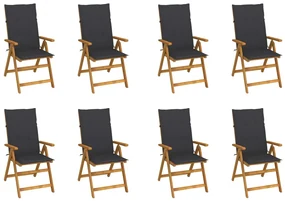 vidaXL Tuinstoelen 8 st inklapbaar met kussens massief acaciahout