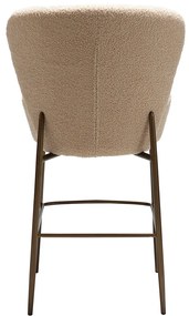 Dan-Form Orbit Boucle Barstoel Met Hoge Rugleuning Almond Shimmer