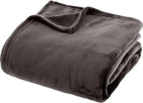 Atmosphera plaid flanel 'Uni' - 180x230cm - Donkergrijs