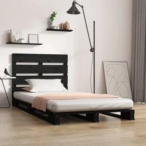vidaXL Bedframe massief grenenhout zwart 100x200 cm