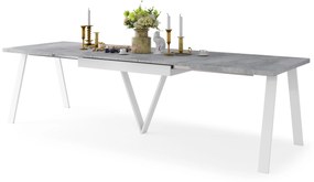 AVERY Millenium beton/onderkant wit - LOFT/INDUSTRIËLE TAFEL VOOR WOONKAMER / EETKAMER UITKLAPBAAR TOT 330 cm!