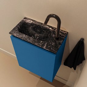 Mondiaz Ture DLux toiletmeubel 40cm jeans met wastafel lava links met kraangat