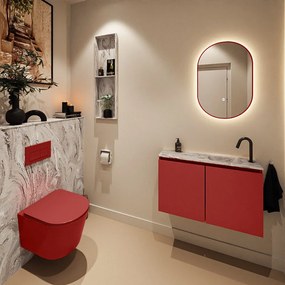 Mondiaz Ture DLux toiletmeubel 80cm fire met wastafel glace rechts met kraangat