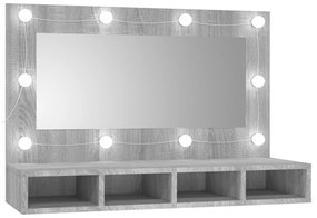 vidaXL Spiegelkast met LED-verlichting 90x31,5x62 cm grijs sonoma