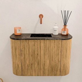 Mondiaz Joya DLux 65cm toiletmeubel ronding links/rechts oak met wastafel faye midden zonder kraangat lava