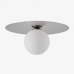 Anine Plafondlamp Van Ijzer En Glas Grijs – Chroom - Sklum